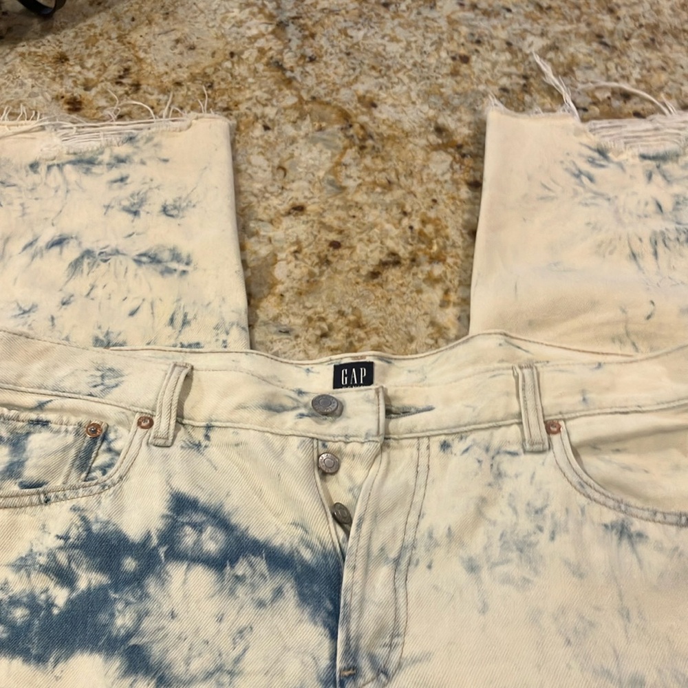 GAP Ankle Cropped Jeans in Blue and Cream